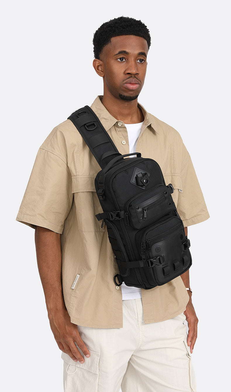 OZUKO Tactical Chest Bag Men's Crossbody Bag Shoulder Bag Men's Outdoor Sports Waterproof High-Quality Men's Bag