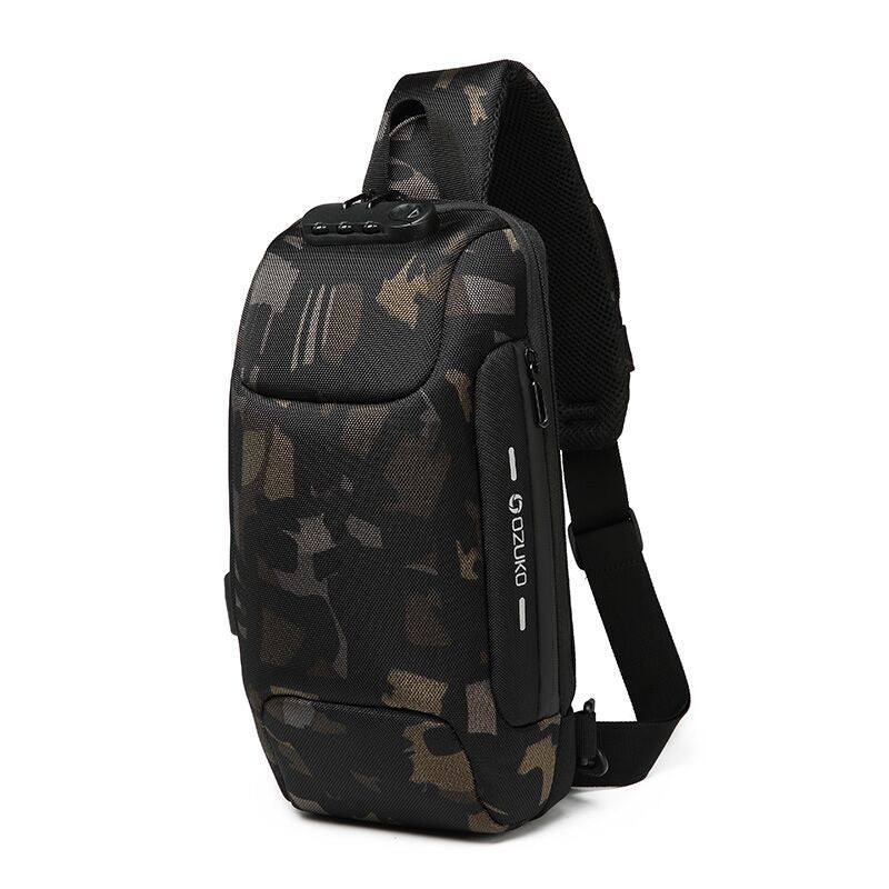 OZUKO Tactical Chest Bag Men's Crossbody Bag Waterproof Multifunctional High-end Outdoor Portable Bag Cycling Shoulder Bag