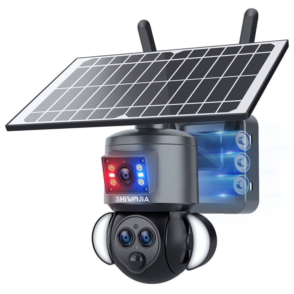 Courtyard Corridor Three Eyes15Zoom4G Wireless Solar Camera6MP High Definition Full Color Night Vision Camera
