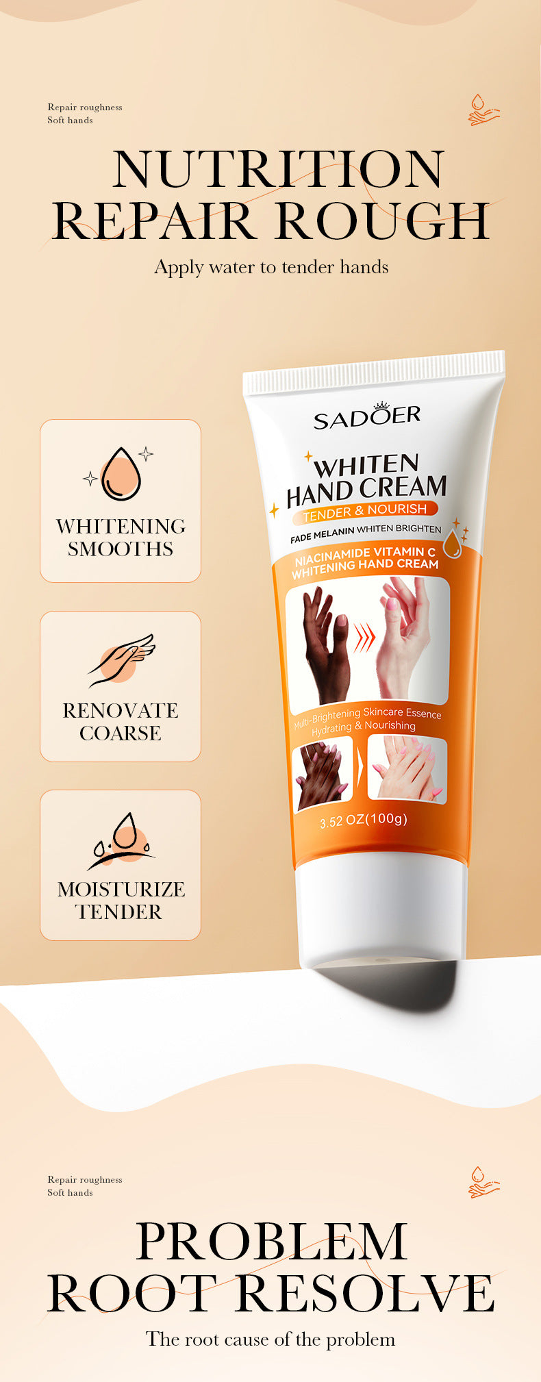 Whitening Hand Cream100gSADOER Hydrating and Moisturizing Anti-Cracking Autumn and Winter Hand Cream  Wholesale