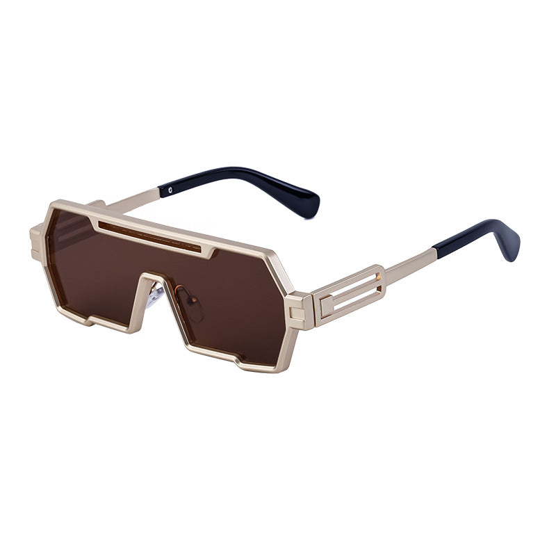 Vintage Sunglasses for Men, Steampunk Style, Irregular Sunglasses, High-End Driving Glasses, Sun Protection Integrated Glasses for Women