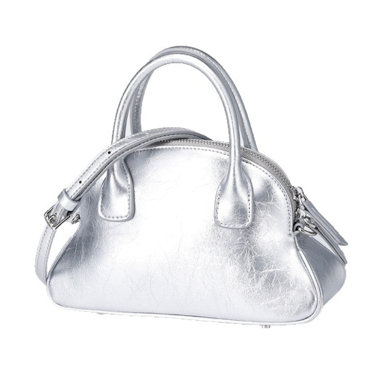 Korean Style Niche Design Spring Summer New Handbag Retro Sweet Oil Wax Leather Fashion Women's Bag Single Shoulder Crossbody Bag
