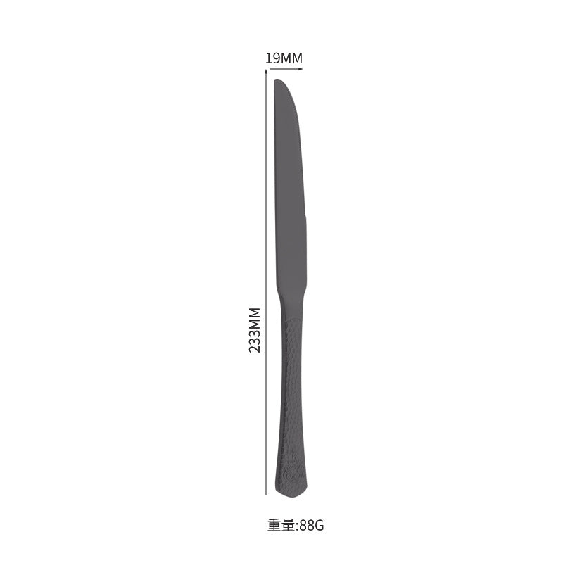 410Stainless Steel Tableware Hotel Restaurant Hammered Knife Fork Spoon24Set of High-End Western Cuisine Embossed Steak Knives and Forks