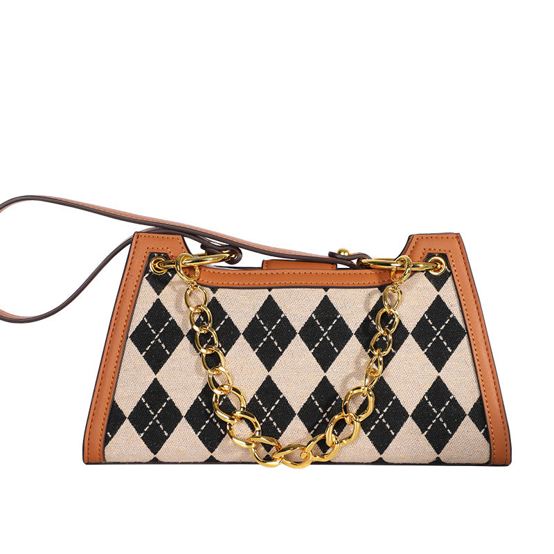 Women's Fashion Trendy New Color-Block Plaid Bag Personality Stylish Crossbody Bag Simple Shoulder Bag