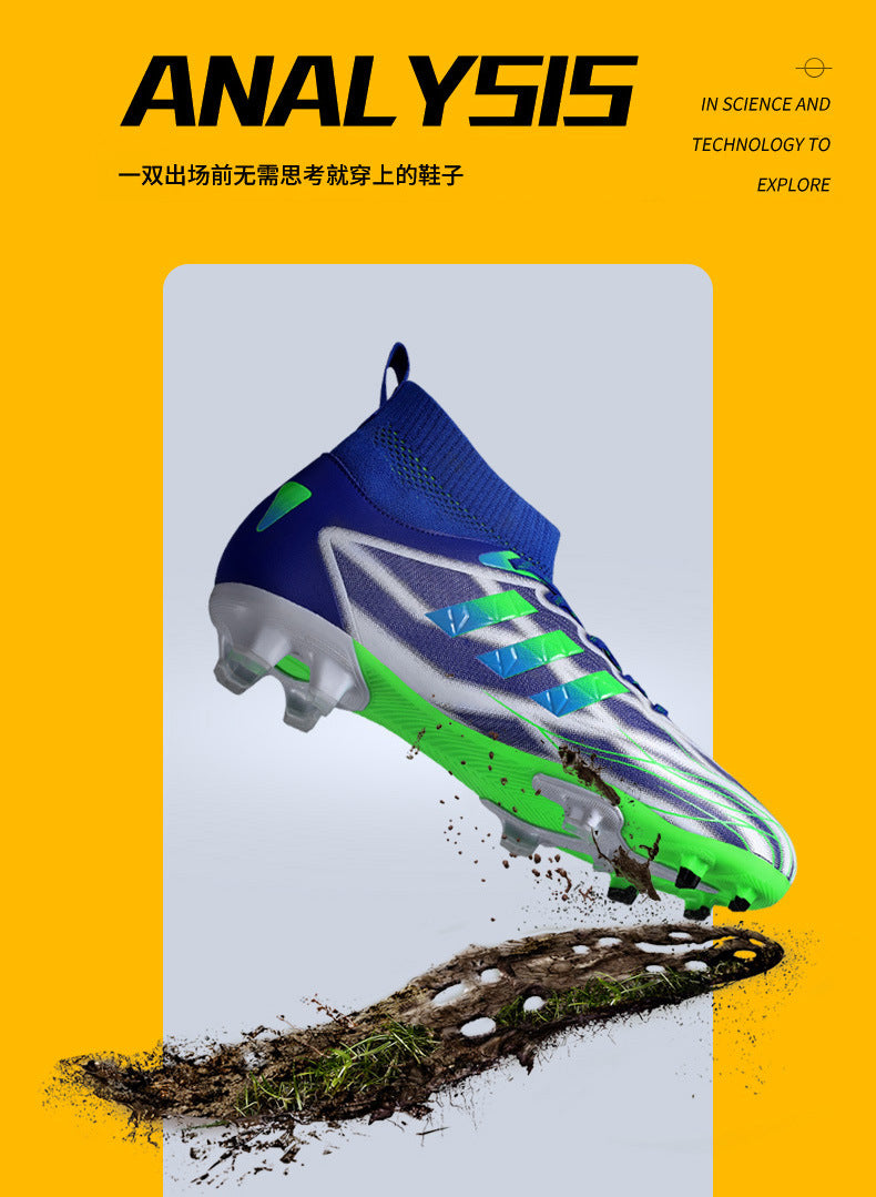 New high-top soccer shoes for men and women AG Spike TF Broken Nail Youth Student Grassland Competition Training Shoes