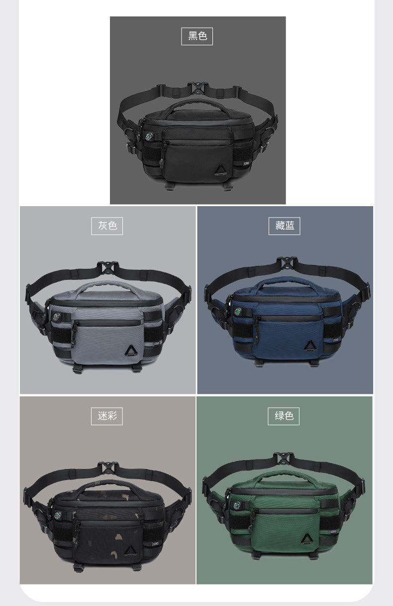 OZUKO Men's Waist Bag Waterproof High-End Crossbody Bag Chest Bag Tactical Trendy Portable Functional Travel Bag
