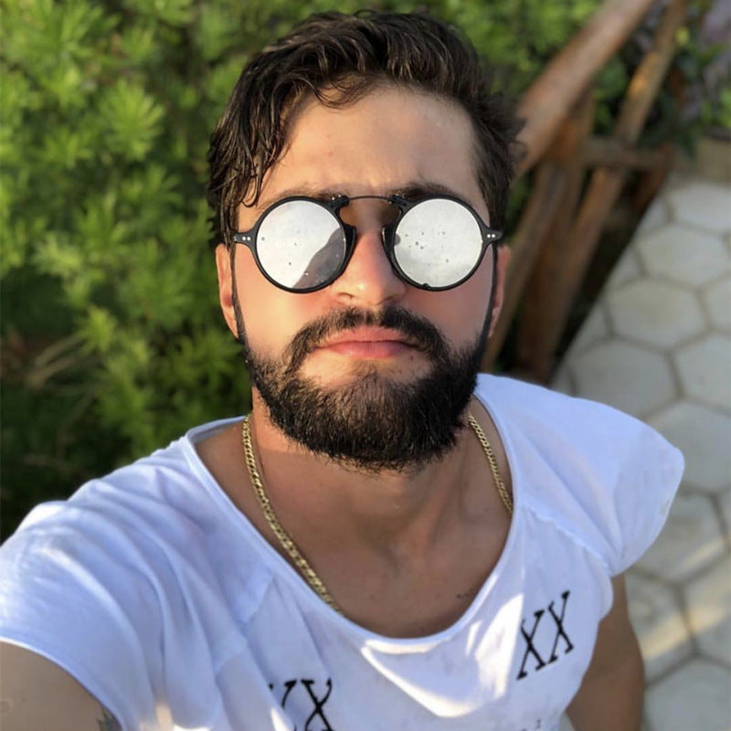 Steampunk Small Frame Sunglasses for Women, European and American Trendy Round Frame Sunglasses, Unique Street Style Glasses for Women sunglasses