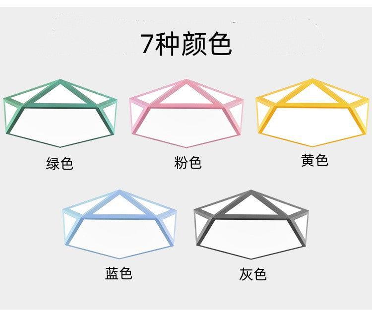 Minimalist Iron Art Acrylic Ceiling Light Nordic Diamond Geometric Hollow Children's Bedroom Colorful Macaron led Lamp