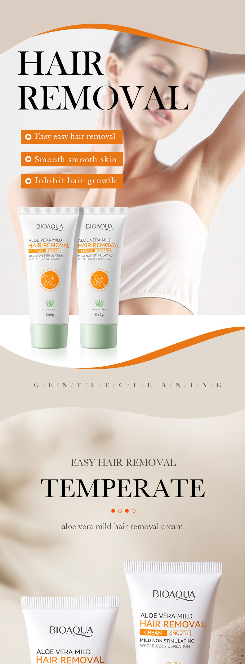 Aloe Vera Hair Removal Cream60g BIOAOUA Hair Removal Non-Irritating  Wholesale