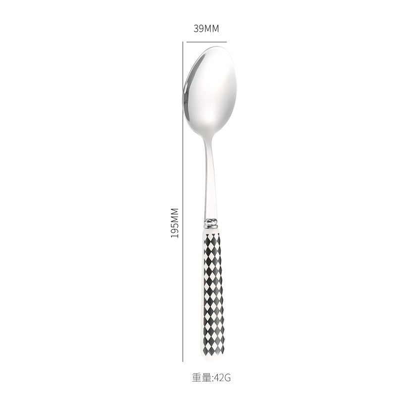 410Stainless Steel Cutlery Restaurant Creative Hepburn Style Ceramic Handle Knife Fork Spoon Tea Spoon Set Western Steak Knife Fork