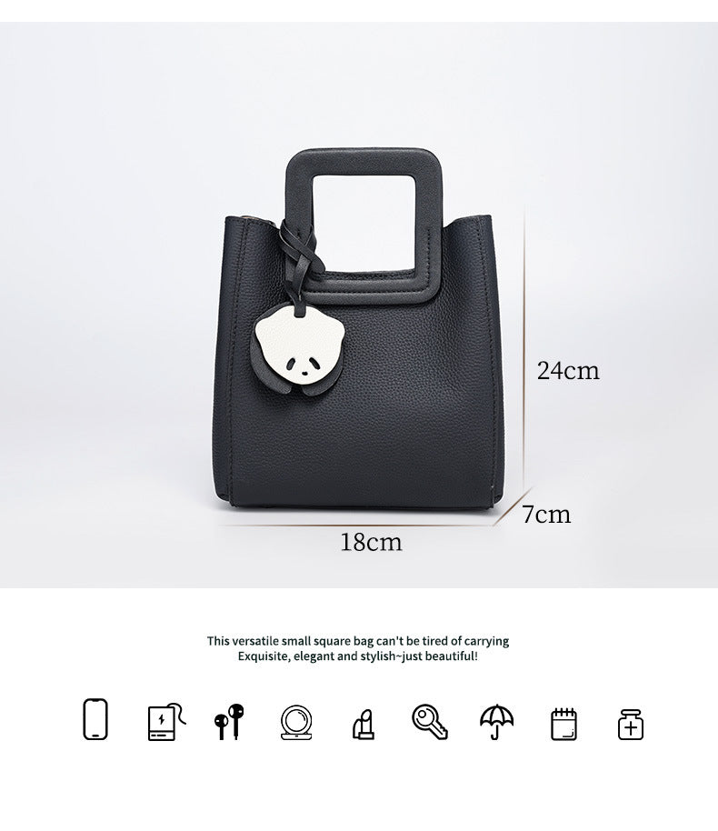 Light Luxury French Style Handheld Small Square Bag for Women, Versatile Shoulder Bag with Small Pendant, Commuter Tote Bag