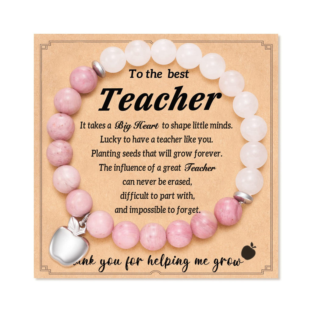 Teacher's Day Apple Pendant Bracelet Graduation Season Gift Lapis Lazuli Heart Pink Zebra Purple Agate Graduation Season Bracelet