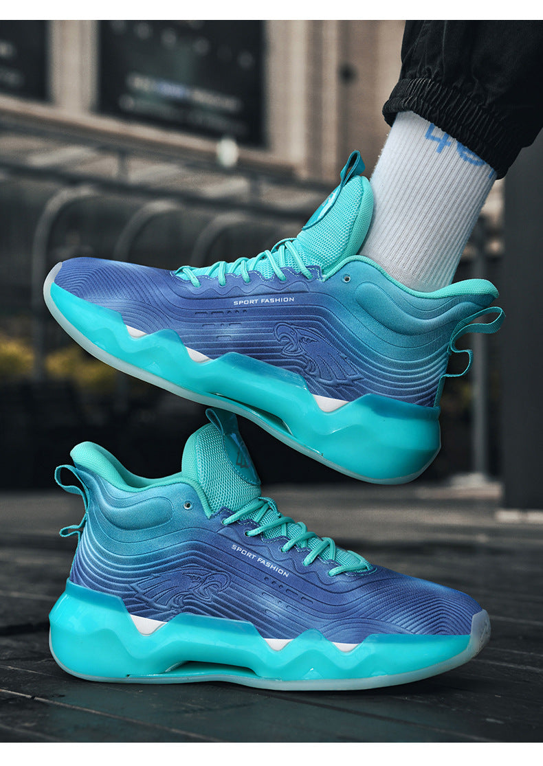 Autumn Winter New Wear-Resistant Anti-Slip Trendy Men's Sports Shoes Friction Sound Youth Professional Combat High-Top Basketball Shoes