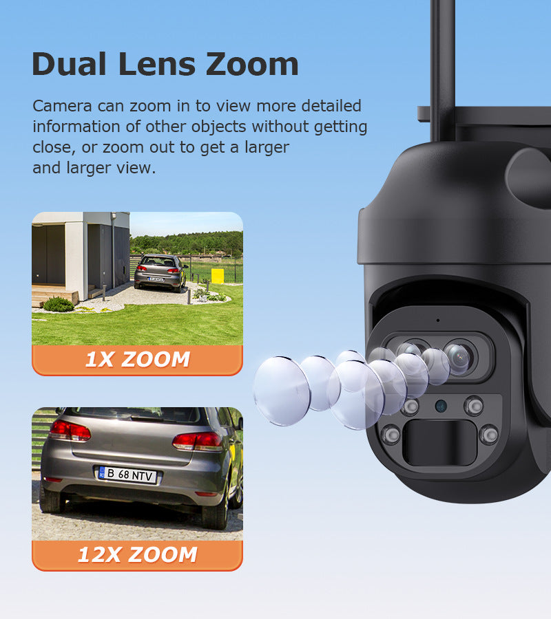 4G Solar Camera Camera12High Magnification Low Power Consumption Surveillance600Wanquan Color Camera Outdoor Waterproof