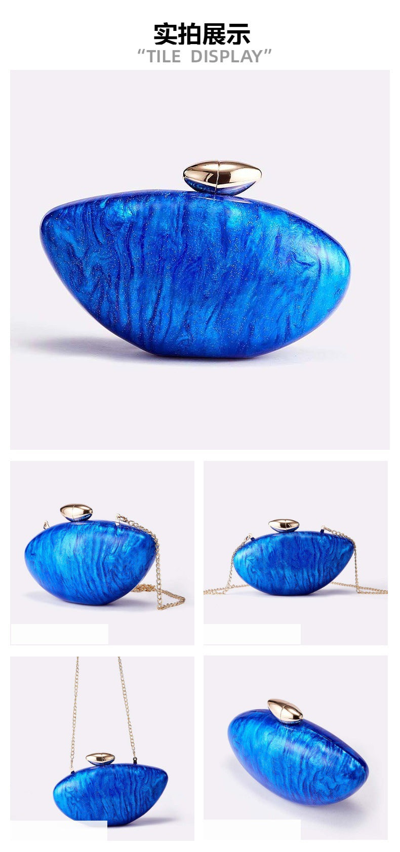 European and American Trend New Style Bag for Women Fashionable Light Luxury Versatile Bullet Head Acrylic Simple Evening Bag Clutch for Women