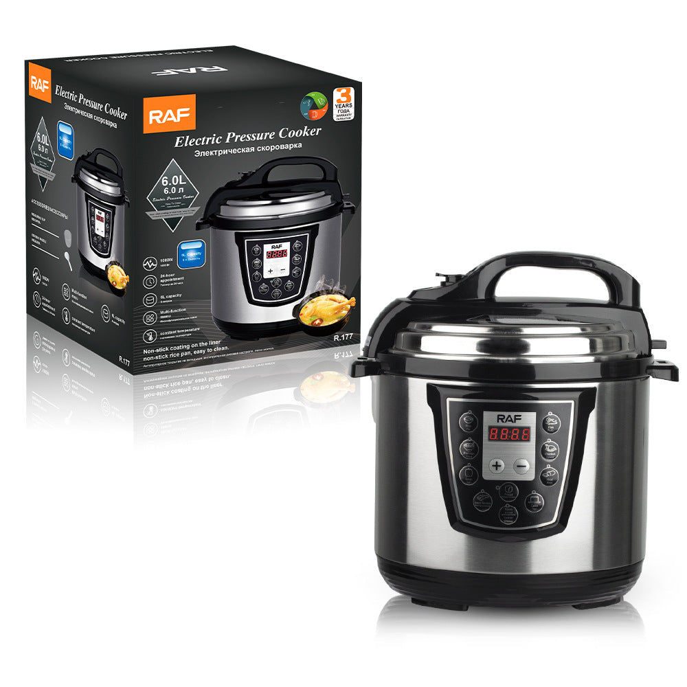 Electric Pressure Cooker Household Multi-Functional Rice Cooking Stewing Soup Open Lid Sauce Collection Can Reserve Rice Cooker Pressure Cooker6L