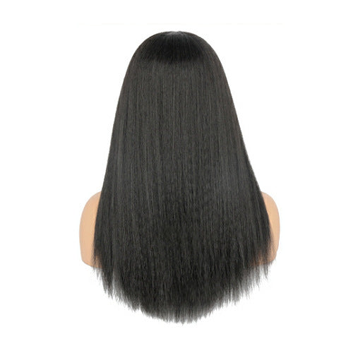 Factory Direct Sale V-part brown Yaki Straight Wig