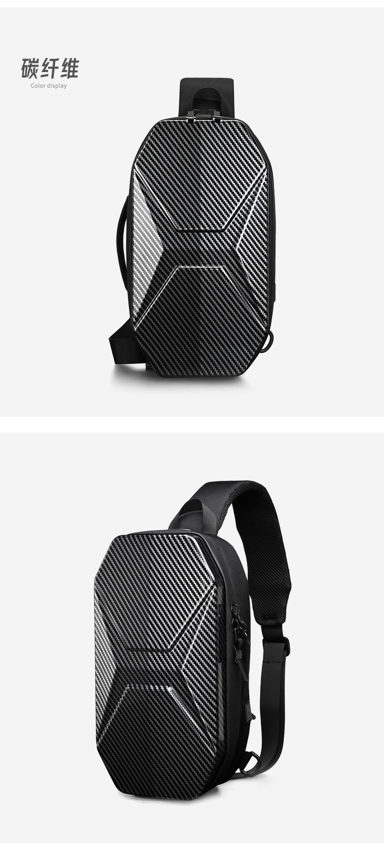 ozuko Functional trendy men's chest bag PC Hard Shell Waterproof Multifunctional Crossbody Bag Shoulder Outing Sports Men's Bag