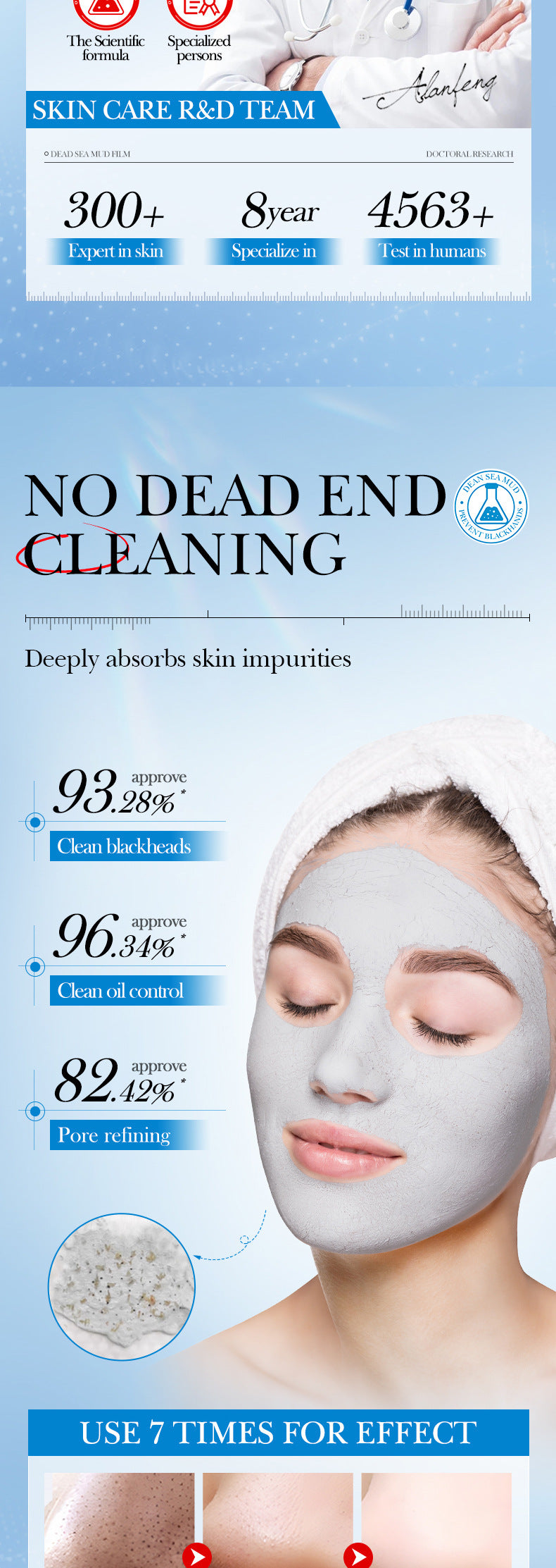 Dead Sea Mud Cleansing Mask SADOER Deep Cleansing Blackhead Removal Mask Cross-Border Wholesale