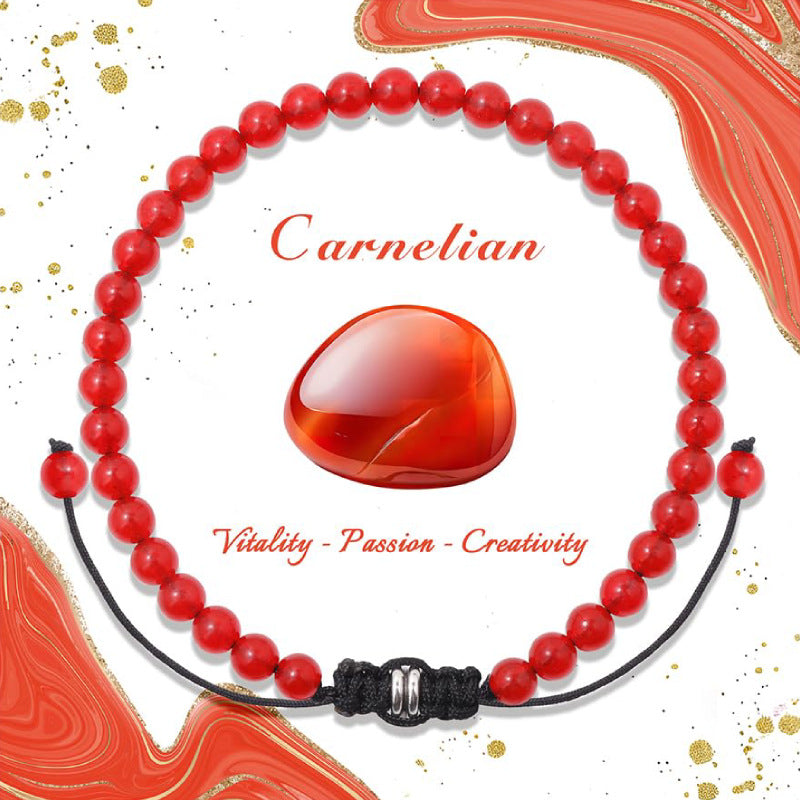 Natural Stone Crystal Beaded Bracelet4/6/8mm Chalcedony Turquoise Stretch Bracelet Lapis Tiger Eye Braided Bracelet