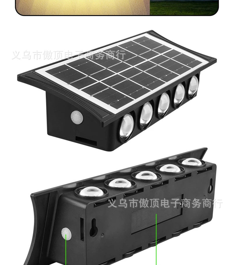 Solar wall light outdoor wall washer light with up and down illumination RGB Courtyard Decoration Waterproof Landscape Light LED Spotlight