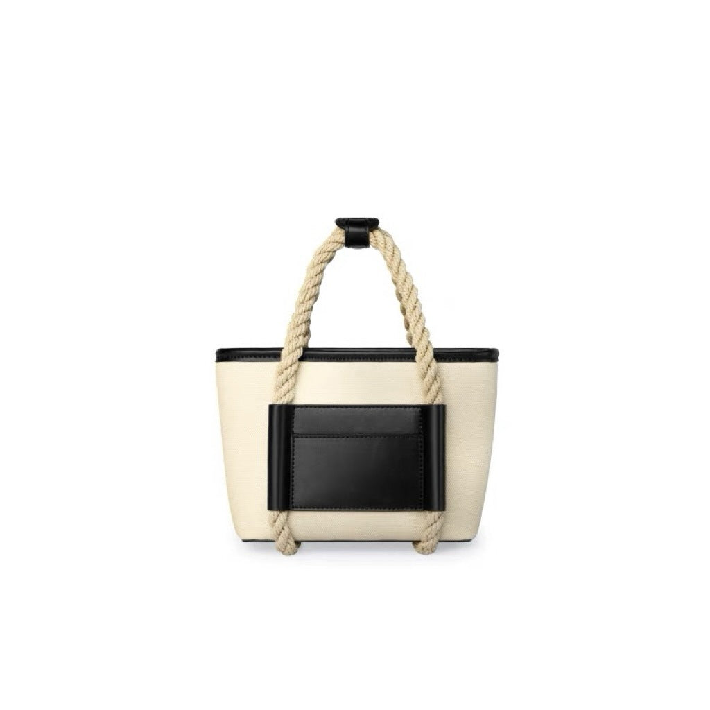 Women's Bag2024New Stylish Small Square Bag Fashionable Versatile Hemp Rope Square Handbag Color-Block Single Shoulder Crossbody Bag