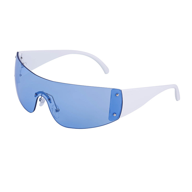 Women's trendy high-end windproof sunglasses Y2K Millennium Frameless Cycling Anti-UV Sunglasses Women's Wholesale
