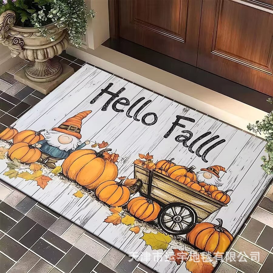 Carpet Crystal Velvet Christmas Floor Mat Cartoon Holiday Decoration Entry Door Floor Mat Dirty Resistant Foot Mat