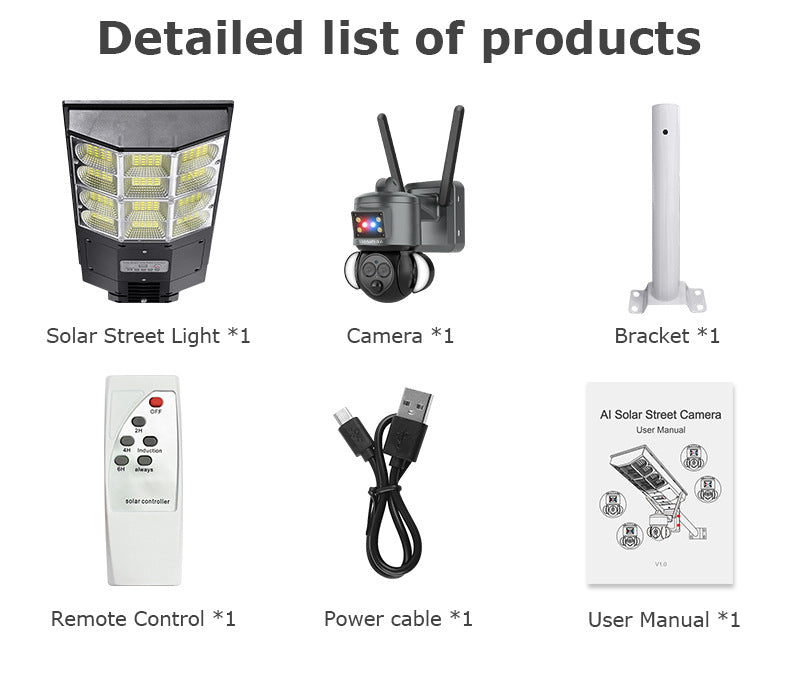 Courtyard12High Definition Zoom Solar Street Light Monitoring600Wanquan Color Night Vision Multi-screen Camera
