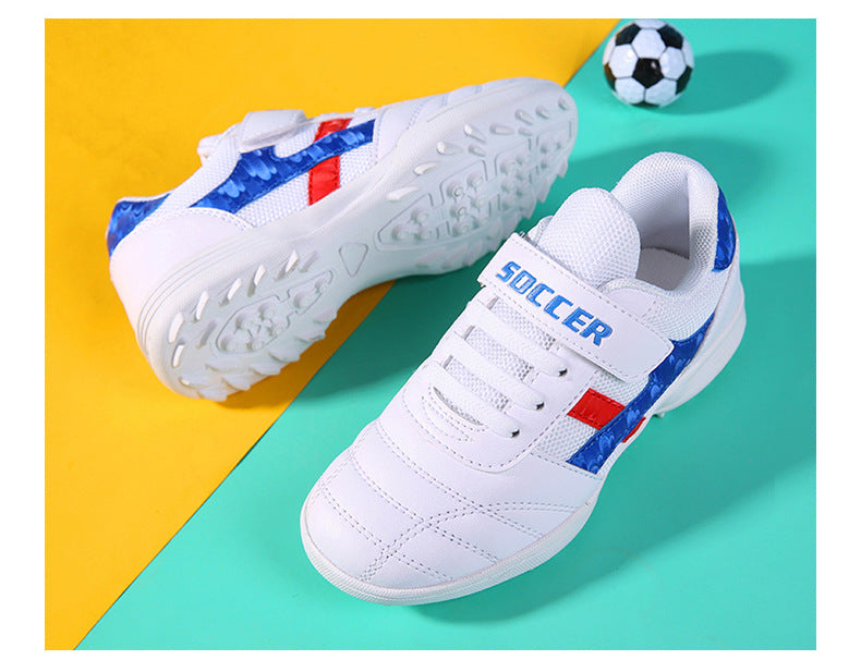 New football shoes for men and women with Velcro for children TF Broken Nail Style Youth Student Grassland Flat Training Shoes