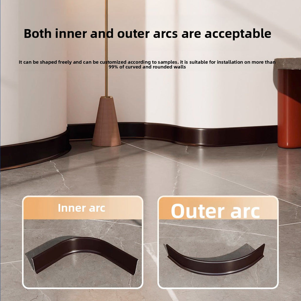Thickened aluminum alloy skirting board, snap-on metal baseboard, self-adhesive, seamless, stainless steel skirting board for home use