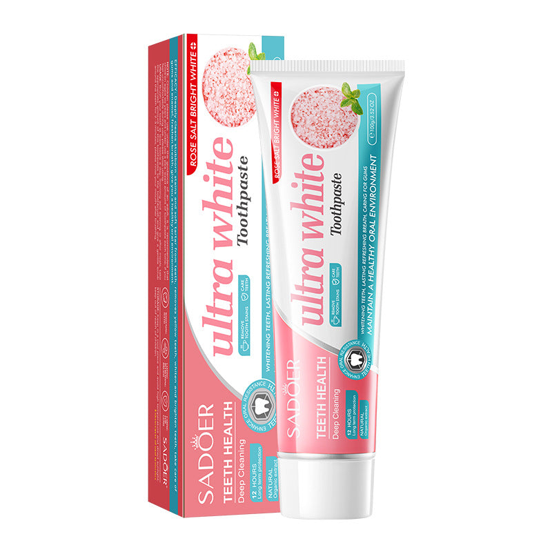 Rose Salt Brightening Stain Removal Toothpaste SADOER Oral Teeth Gum Care Plant-Based Toothpaste  Wholesale