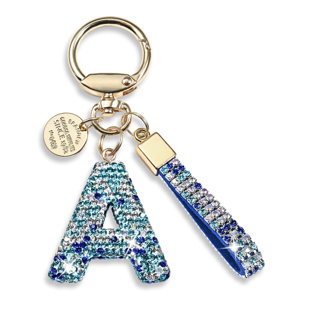Inlaid Diamond Letter Keychain High-end Gift Pendant for Women Shiny Letter Pendant Wristband Phone Chain Keychain