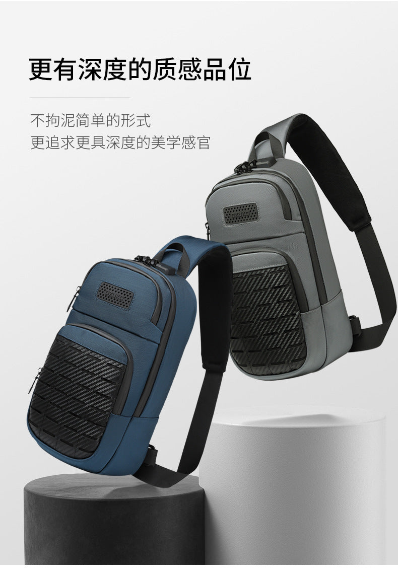 OZUKO Men's Tactical Chest Bag Waterproof Oxford Cloth Crossbody Chest Bag Trendy Outdoor Sports Shoulder Bag