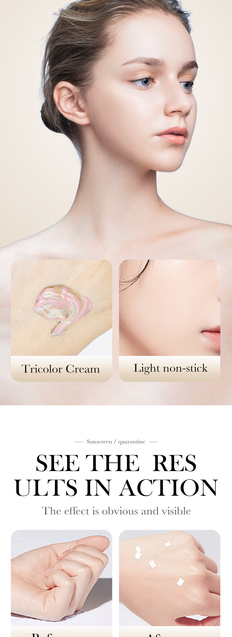 Makeup SADOER Three-color Rainbow Primer Brightening Skin Tone Sunscreen Makeup Base  Wholesale