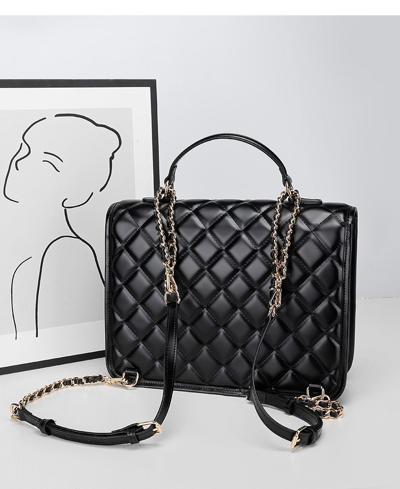 Quilted Pattern Light Luxury Fashion Niche Academy Style2024Versatile Little Chanel Style Quilted Chain Handbag and Backpack for Women