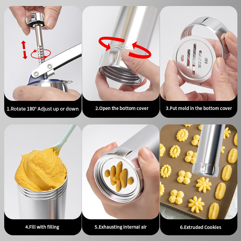 Handheld Aluminum Alloy Decorating Gun Cookie Gun Cream Gun20Piece Set