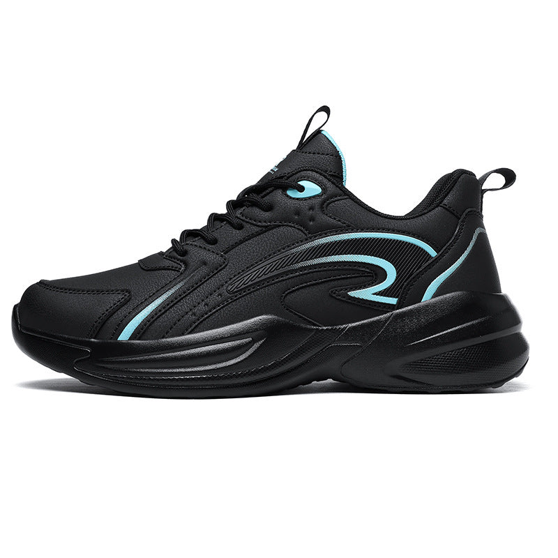 Autumn New Trend Retro Thick-Soled Height-Increasing Dad Shoes Leather Fashion Men's Shoes Wear-Resistant Non-Slip Casual Sports Shoes