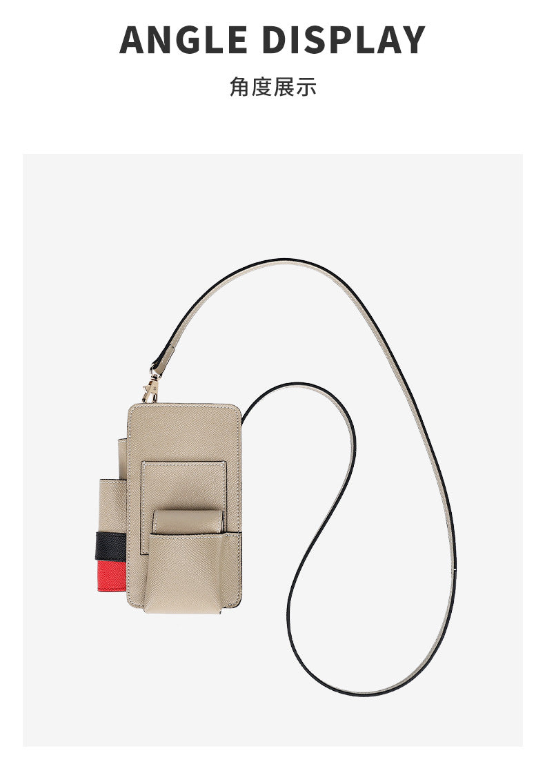 High-Quality Texture Fashion Versatile Lock Buckle Phone Bag Palm Print Genuine Leather Trendy Box Bag Simple Solid Color Crossbody Mini