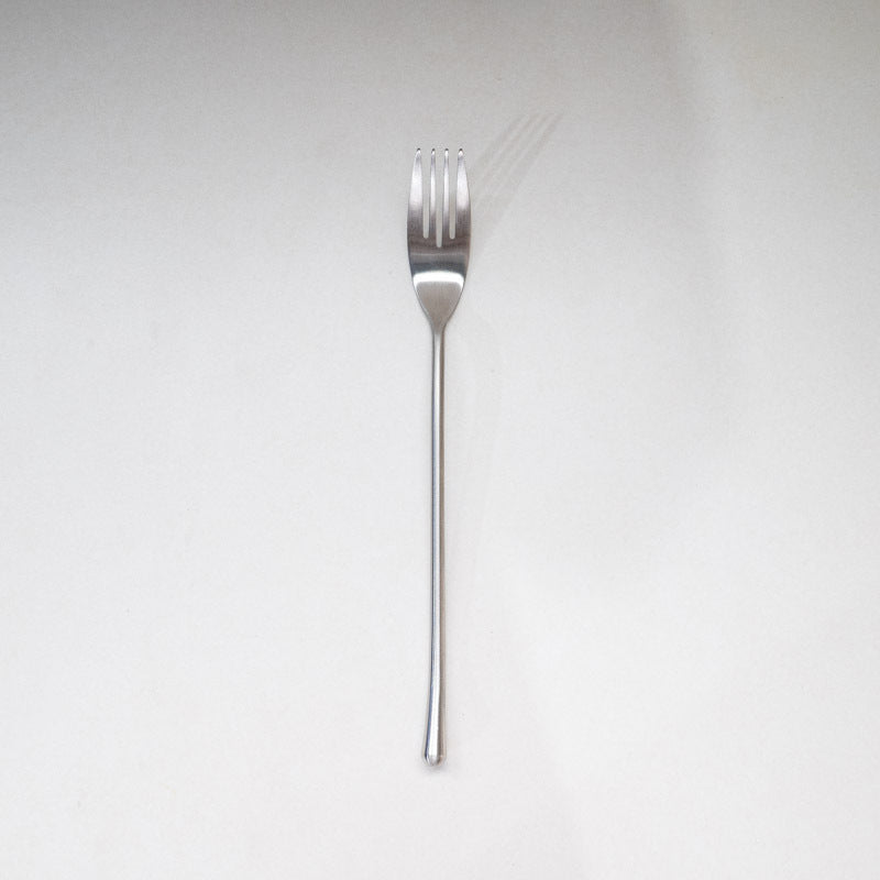 Japanese Style ins304Stainless Steel Thickened Round Dessert Spoon Western Cutlery Set Long Handle Fruit Fork