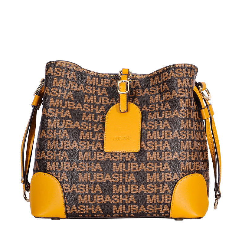 2024Summer New Trendy Fashion Vintage Bucket Bag Retro Style Single Shoulder Crossbody Printed Chain Handbag for Women