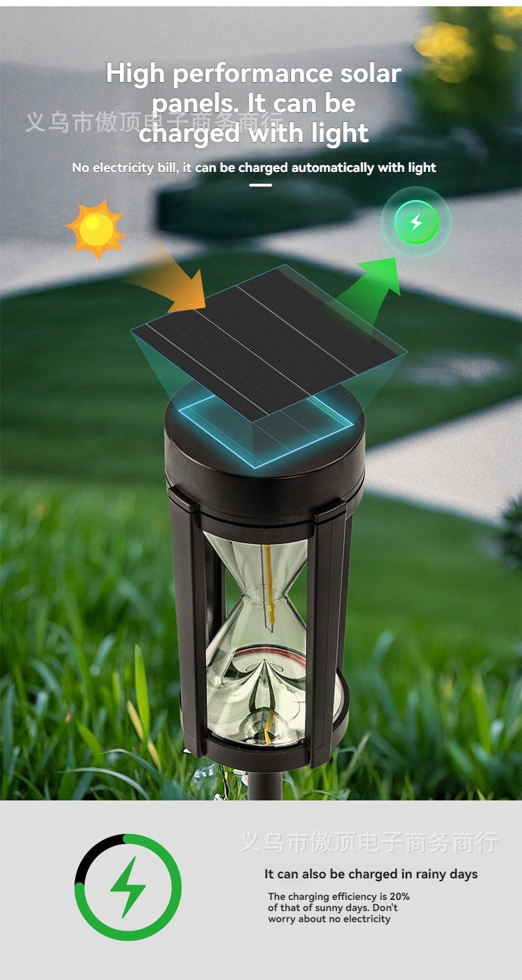 Outdoor Solar Hourglass Lawn Lamp Waterproof Garden Ground Plug Lamp Garden Landscape Lighting Lawn Atmosphere Decorative Lamp