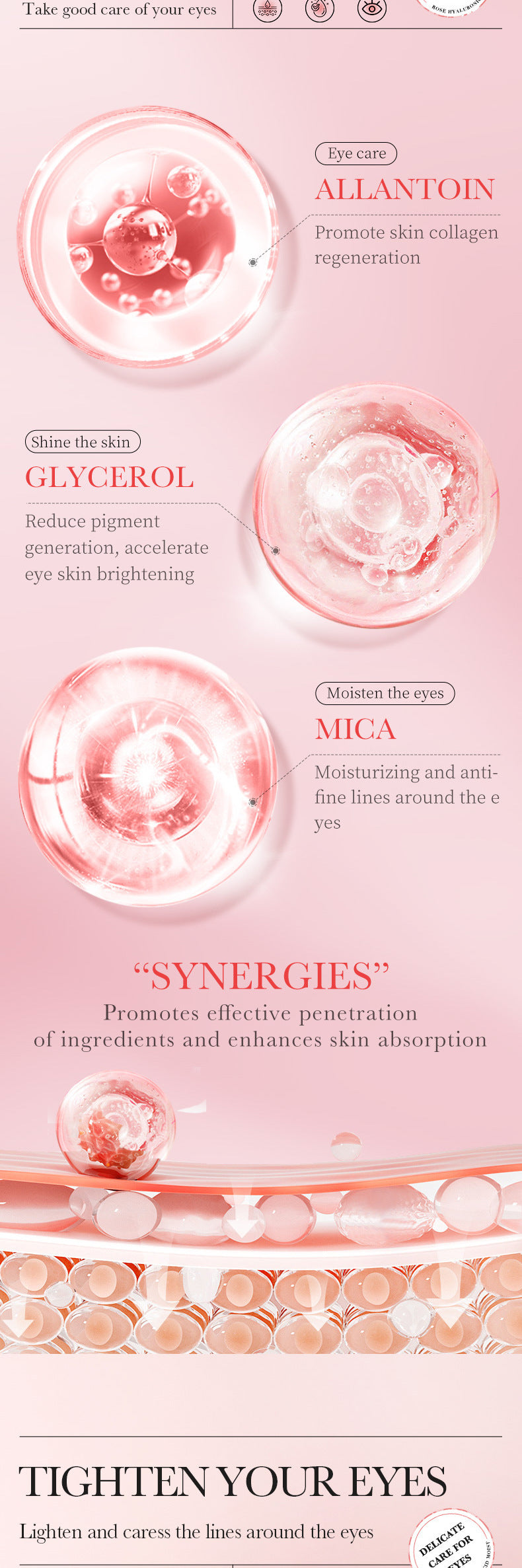 BIOAOUA Rose Hyaluronic Acid Moisturizing Eye Mask Hydrating and Moisturizing Eye Mask Wholesale