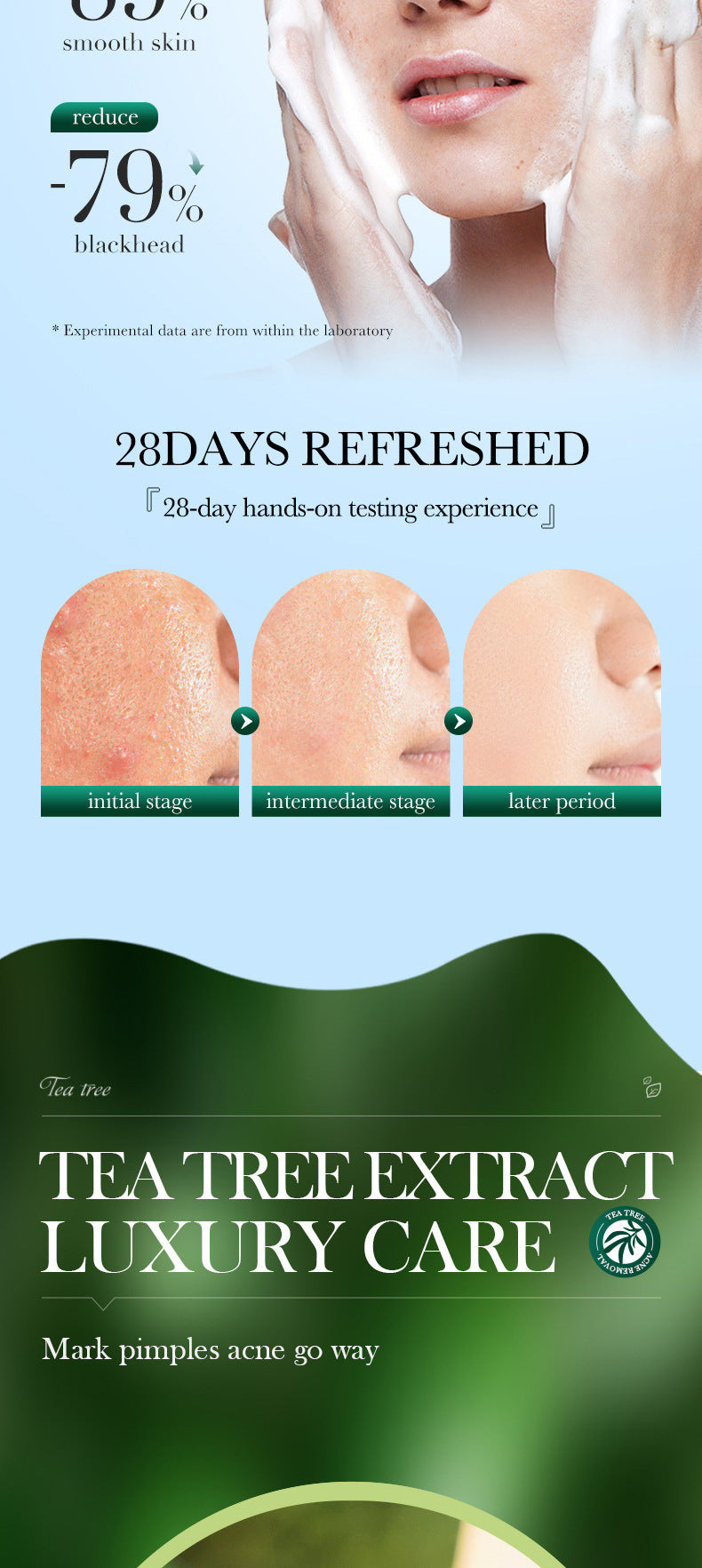 Tea Tree Facial Cleanser100gSADOER Deep Cleansing Moisturizing Refreshing Cleanser  Wholesale