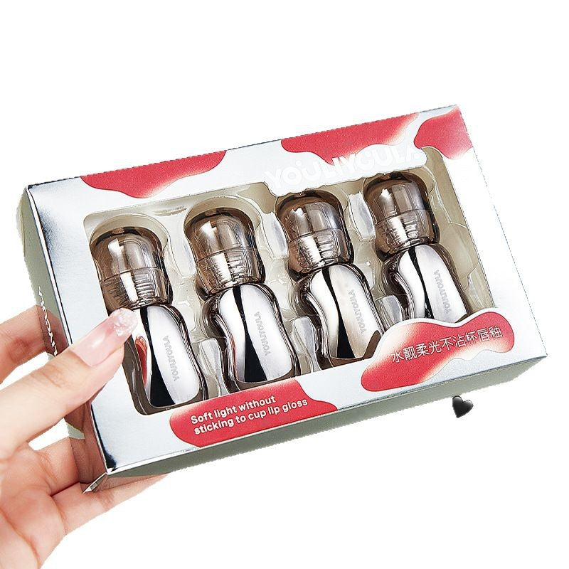 Lipstick Lip Gloss Brightening Non-Stick Cup Mirror Gloss Pouty Lips Tender Moisturizing Non-Drying Student Party Cosmetics Lipstick for Women