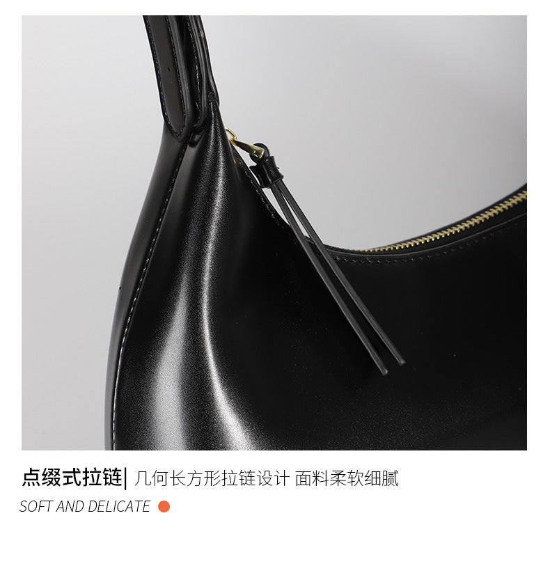Factory2024New Fashion Retro Soft Leather Underarm Bag Niche Design Simple Single Shoulder Commuter Bag