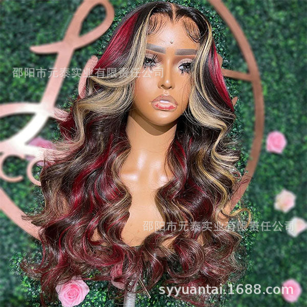 Red Black Highlight Wig 13X4 Synthetic Lace Front Wigs