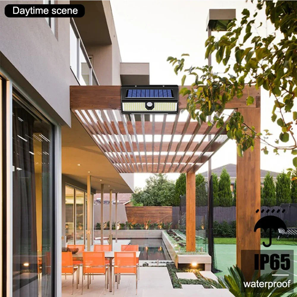 New solar light outdoor wall lamp190LED Human Body Sensor Garden Light Three-Sided Emitting Small Street Light with Colorful Lights