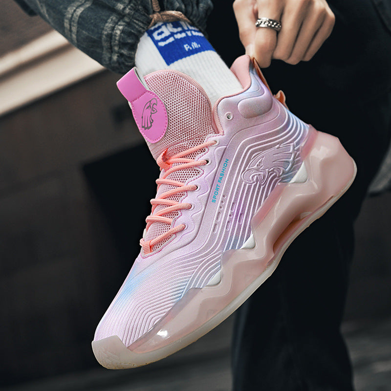 Autumn Winter New Wear-Resistant Anti-Slip Trendy Men's Sports Shoes Friction Sound Youth Professional Combat High-Top Basketball Shoes