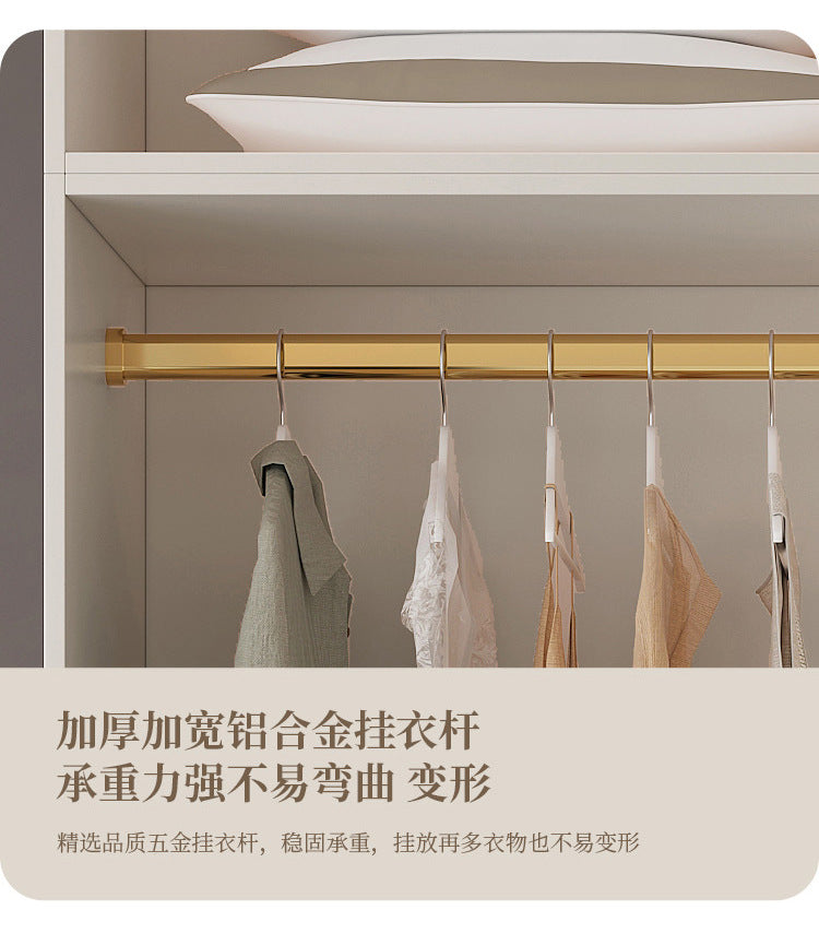 Cream Style Solid Wood Wardrobe Modern Simple Bedroom Storage Cabinet One Door to Ceiling Economical Small Apartment Home Large Wardrobe